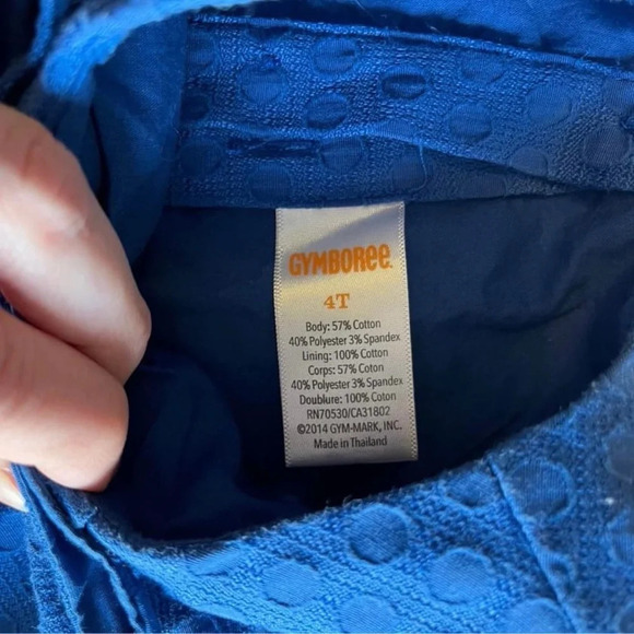 Gymboree dress, royal blue. Textured fabric, front bow. Size 4T - Picture 2 of 5